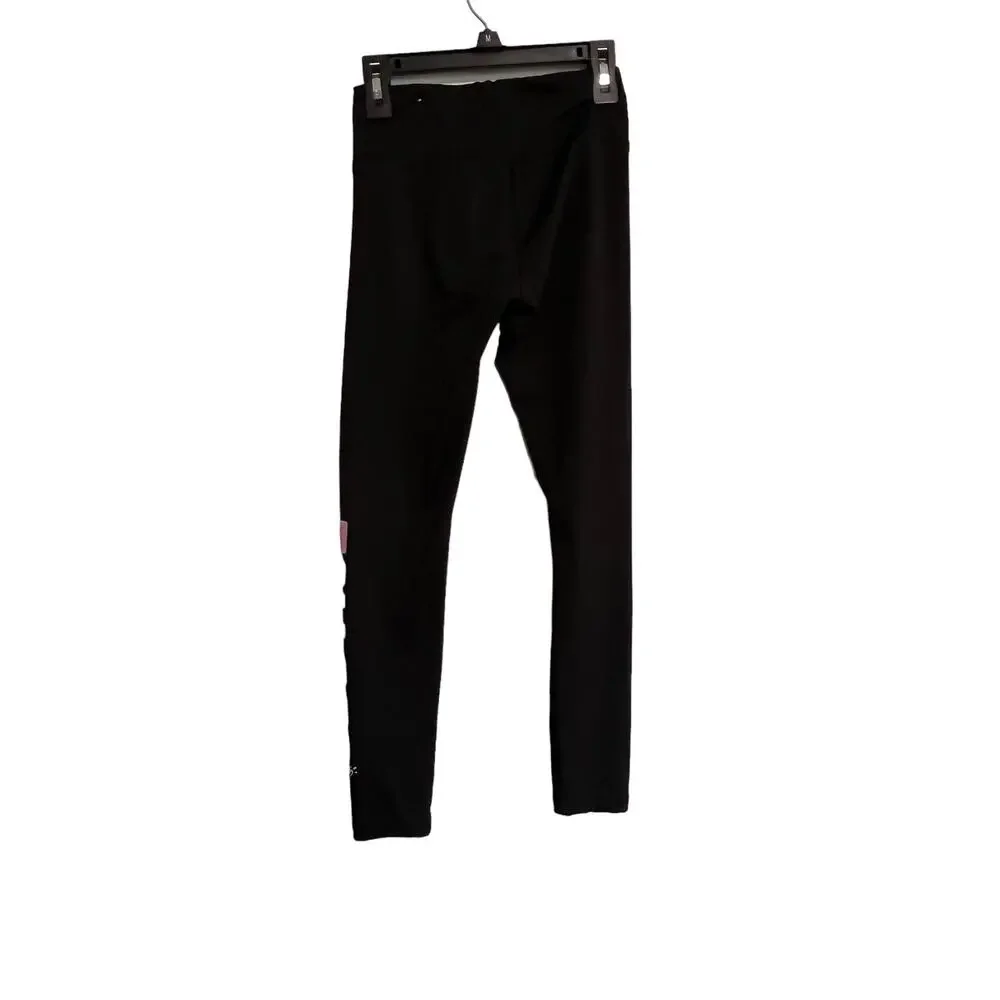Justice Logo Leggings Full Length Girls Size 10 Black Athletic